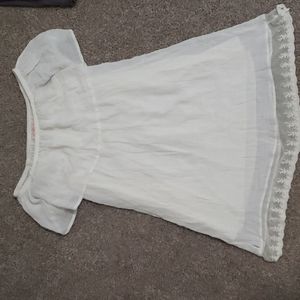 White strapless dress with lace bottom